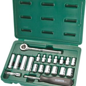 SATA, 20 Pc. 1/4" Drive 6 Point Metric Socket Set (4-14 mm)