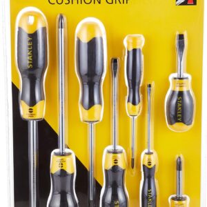 Stanley, 8 pcs Set - Flared 3mm X 75mm, 5mm X 100mm, 6.5mm X 45mm, 6.5mm X 150mm, PH #0 X 60mm, PH #1 X 75mm, PH #2 X 45mm