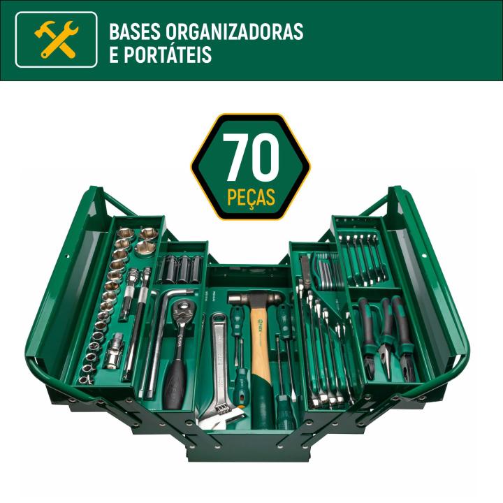 SATA, 70 Pc. 1/2" Drive 6 Point Metric Cantilever Tool Box and Tray Set - Image 2