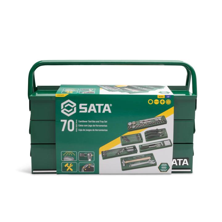 SATA, 70 Pc. 1/2" Drive 6 Point Metric Cantilever Tool Box and Tray Set - Image 9