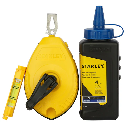 Stanley, 30m Chalk Line Set - 30M Chalk Line 115g Blue Chalk & Level