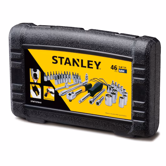 Stanley, 46pcs ¼ 6pts metric socket set