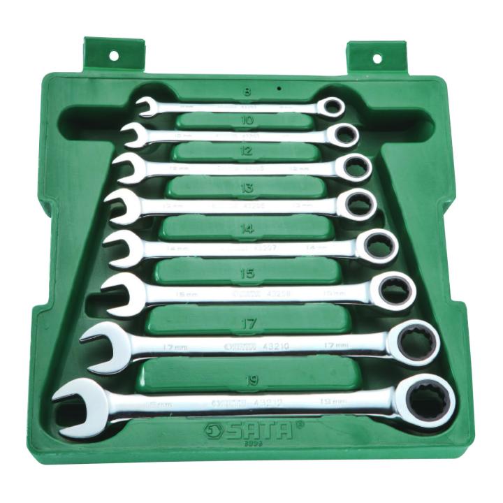 SATA, 8 PC. MET COMB RATCHETING WRENCH SET