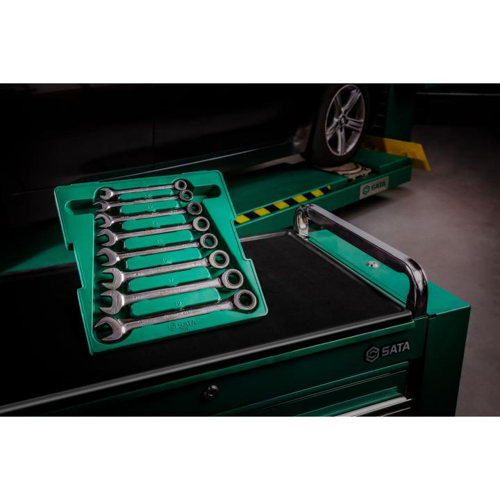 SATA, 8 PC. MET COMB RATCHETING WRENCH SET - Image 6