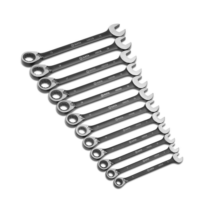 SATA, 12 Pc. Metric Reversible Ratcheting Wrench Set - Black Edition (8 - 19MM) - Image 2