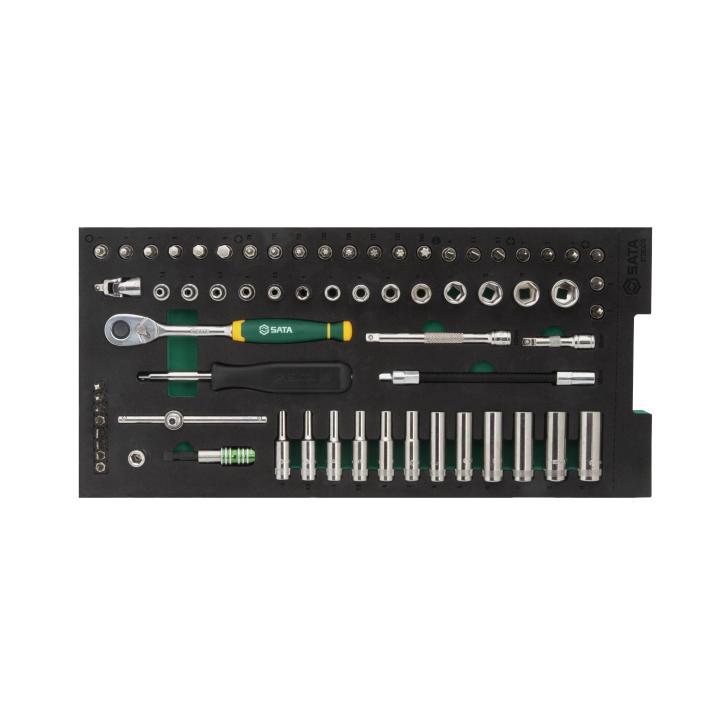 SATA, 66 PC. 1/4” DR 6 PT MET SOCKET TRAY SET - Image 3