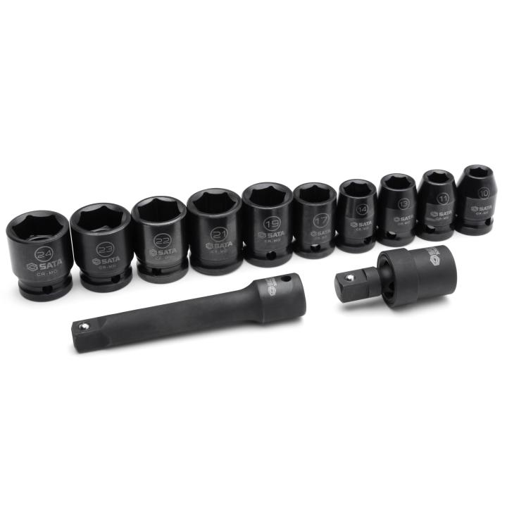 SATA, 12 Pc. 1/2” Drive 6 Point Metric Impact Socket Set - Image 3