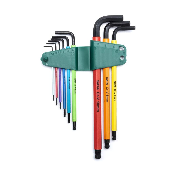 SATA, 9 Pc. Metric Long Ball Point Hex Key Set (1.5 - 10 mm) - Image 2