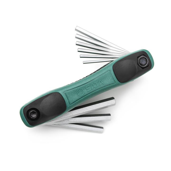 SATA, 9 Pc. SAE Hex Key Fold-Up Set (5/64 - 1/4”