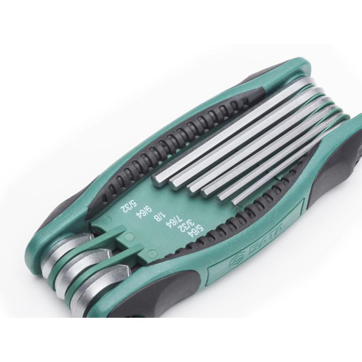 SATA, 9 Pc. SAE Hex Key Fold-Up Set (5/64 - 1/4” - Image 3