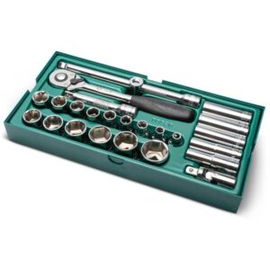SATA ,25 PC. 1/2" DRIVE 6 POINT SAE SOCKET TRAY SET