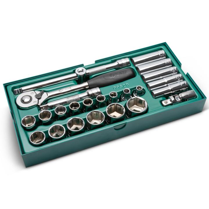 SATA, 25 PCS 1/2" DRIVE SAE SOCKET TRAY SET - Image 5